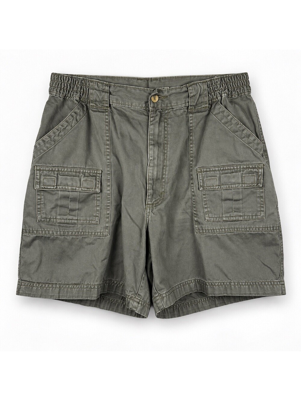Wrangler Mens 36 Olive Green Cargo Shorts Hiking Elastic Waist 6” Inseam Y2K